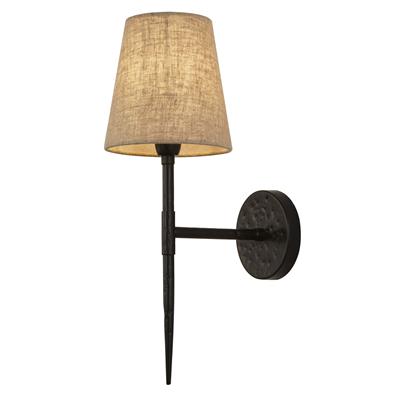 Gothic Wall Light - Hammered Black Metal & Natural Linen