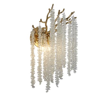 Lux & Belle 2LT Wall Light-Matt Gold Metal & Clear Crystal