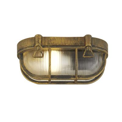 Bulkhead Oval Outdoor Light - Black Gold Metal & Clear Glass