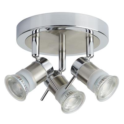 Aries 3Lt LED Round Spotlight -  Chrome, Satin Silver, IP44