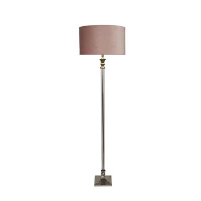 Lux & Belle Floor Lamp -Clear Glass & Chrome with Pink Shade