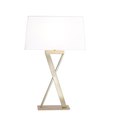 Lux & Belle 1LT Table Lamp-Satin Brass Metal&White Linen Sha