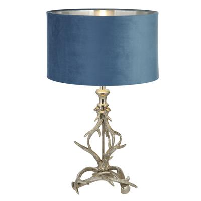 Lux & Belle Antler Table Lamp Silver & Teal Shade