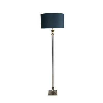 Lux & Belle Floor Lamp -Clear Glass & Chrome with Teal Shade